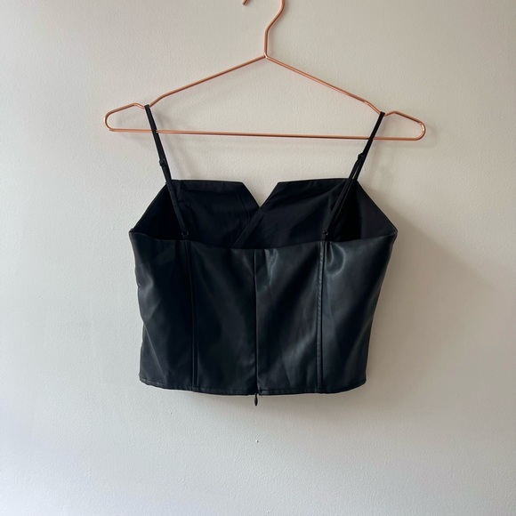 Lucy Paris Black Faux Leather Crop Top NWT - Picture 4 of 4